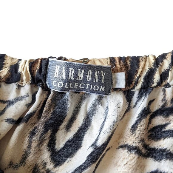 Vintage Harmony Midi Skirt Tiger Print Lightweight Drawstring Elastic Waist - Picture 5 of 8